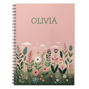 Cuaderno MinimalistaFlores silvestres de dibujos animados P