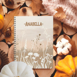 Cuaderno Mínimo beige suave jardín floral otoño