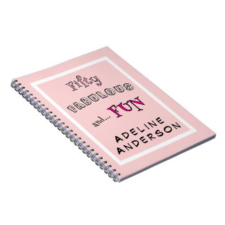 Cuaderno Mínimo cincuenta fabuloso tipografía rosa cumpleañ