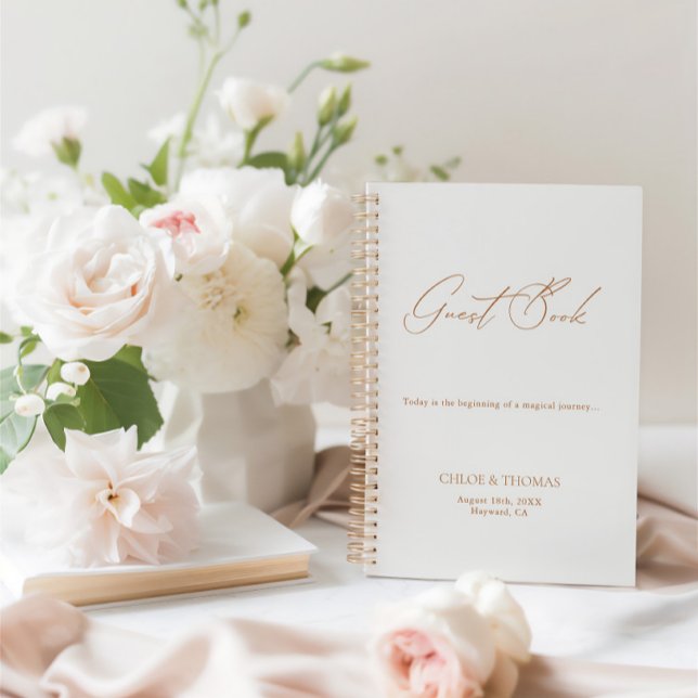 Cuaderno Mínimo moderno Boda portátil de escritura para hué (Minimal Modern Wedding Guest Book Spiral Notebook)