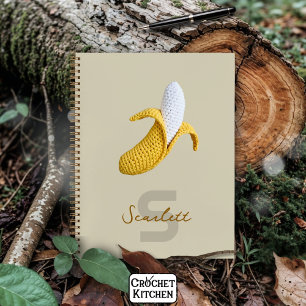 Cuaderno Mínimo Monograma moderno Nombre Crochet Banana