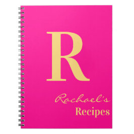 Cuaderno Mínimo Monograma Moderno Nombre Receta Rosa Calien