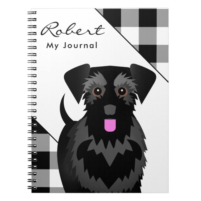Cuaderno Mínimo negro o estándar Schnauzer Tartán Plaid (Frente)