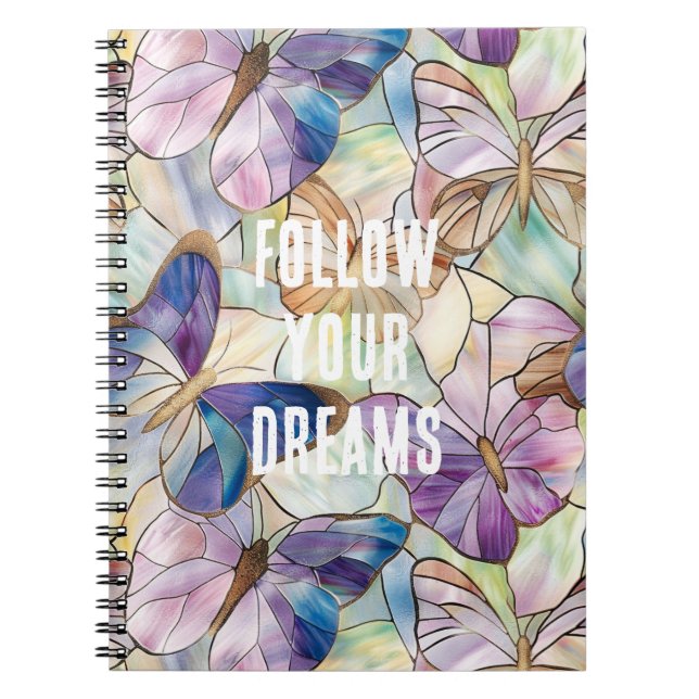 Cuaderno Mint Aqua Blue Purple Butterflies (Frente)
