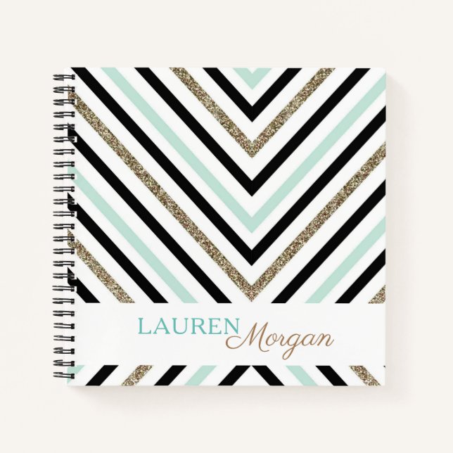 Cuaderno Mint Gold | Bloc de notas espiral personalizado (Anverso)