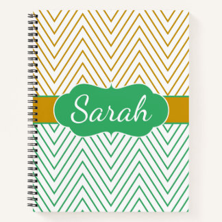 Cuaderno Mint Green Gold Chevron Personalized Pattern