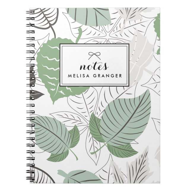 Cuaderno Mint Leaves Patrón de bloc de notas personalizado (Frente)