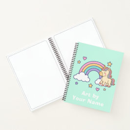 Cuaderno Mint Pastel Unicorn Rainbow Personalized