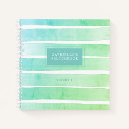 Cuaderno Mint Verde azulado Blue Sketchbook Ombre Stripes c