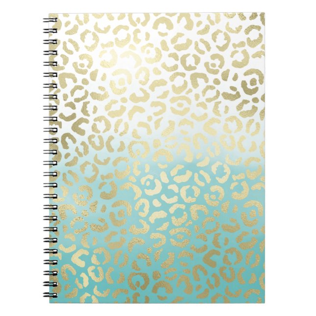Cuaderno Mint Watercolor Ombre Glam Gold Leopardo (Frente)