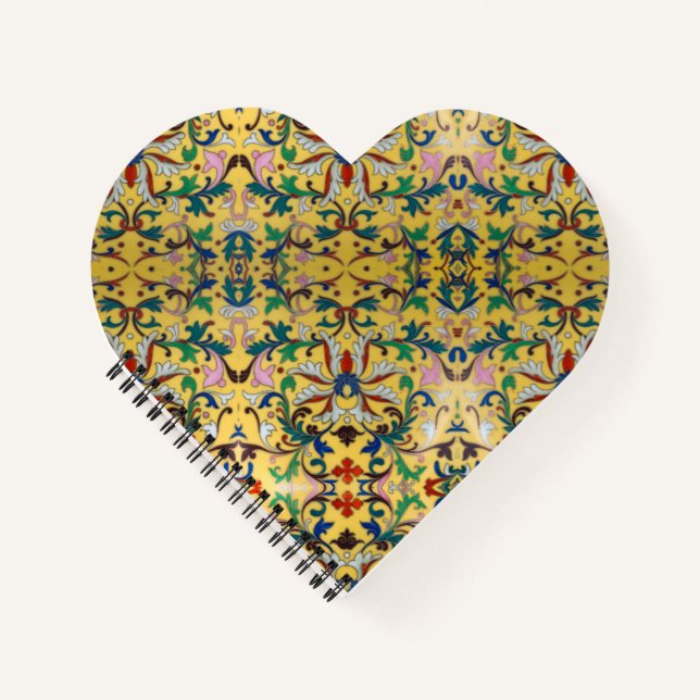 Cuaderno Minton de la flor amarilla retro Tile botánico (Anverso)