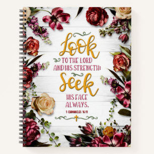 Cuaderno Mira al Señor con flores en la madera