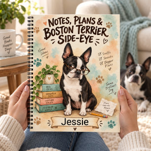 Cuaderno Mirada lateral personalizada de Boston Terrier
