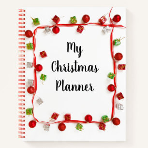 Cuaderno Mis Navidades planean un rojo y blanco moderno