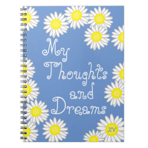 Cuaderno Mis pensamientos y sueños marea azul blanco y amar