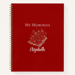 Cuaderno Mis recuerdos regalo elegante color rojo y oro