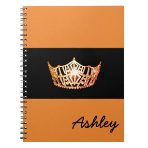 Cuaderno Miss América Naranja Corona Nombre personalizado p