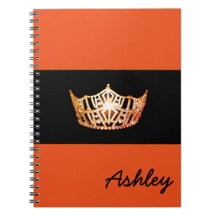 Cuaderno Miss América Naranja Corona Nombre personalizado p