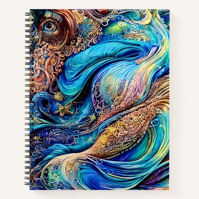 Cuaderno Misteriosas Olas Azules Mueven Ojos Ocultos Resume (Anverso)