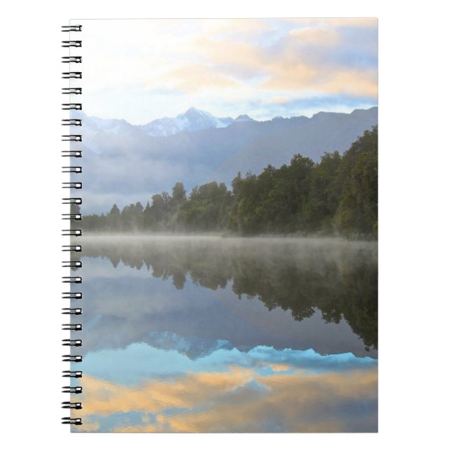 Cuaderno Misty Lake Trees Reflejo De La Naturaleza Tranquil (Frente)