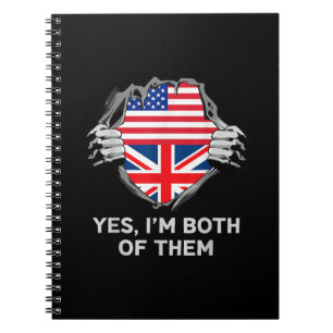Cuaderno Mitad Americano Mitad Británico USA Inglaterra Ban