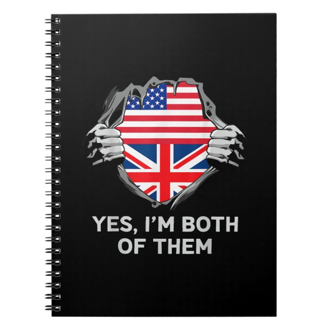 Cuaderno Mitad Americano Mitad Británico USA Inglaterra Ban (Frente)