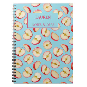 Cuaderno Mitad de manzana roja personalizada patrón persona