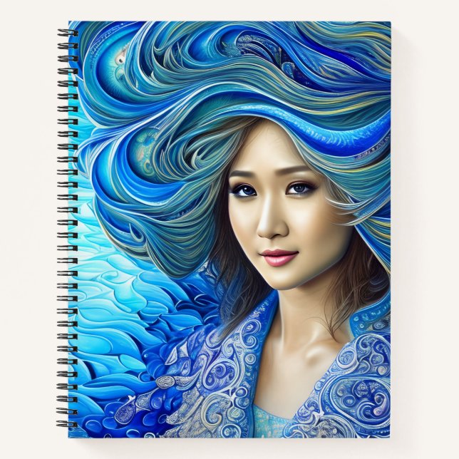 Cuaderno Míticas Olas Azules Fantasy Water Goddeswork (Anverso)