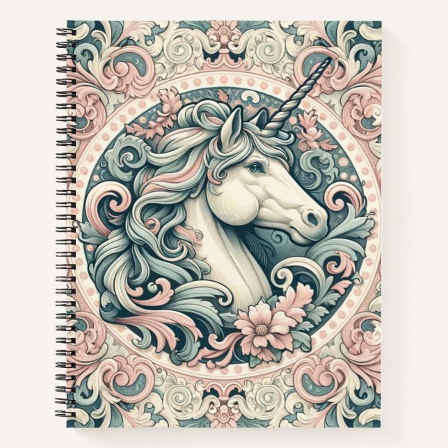 Cuaderno Míticas Unicornios Victorianas: Floral encantada (Anverso)