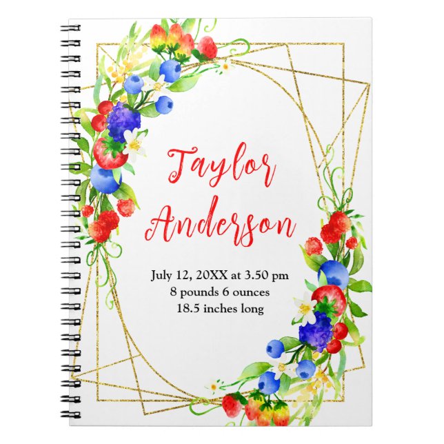 Cuaderno Mixed Berries Baby Birth Stats (Frente)