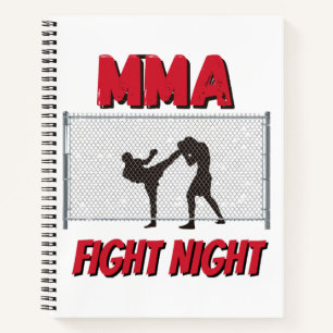 Cuaderno MMA: Texto nocturno de lucha y silueta de dos luch