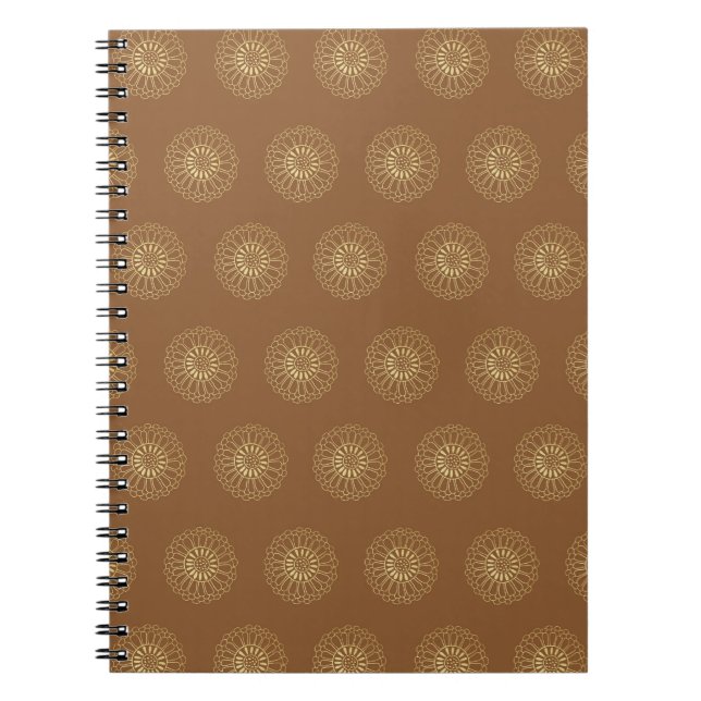 Cuaderno Mocha | Medallones de Flor de Zinnia Dorada (Frente)