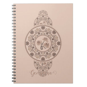 Cuaderno Mocha Rococo Lotus Ornamentala personalizada