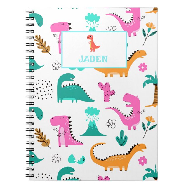 Cuaderno Mochila Nombre Niño Dinosaurio Regreso a la Escuel (Frente)
