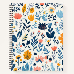 Cuaderno Mockup del patrón floral de las flores