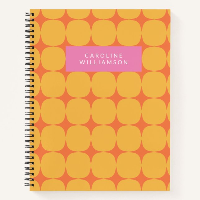 Cuaderno Mod Mid Century en amarillo y Naranja personalizad (Anverso)