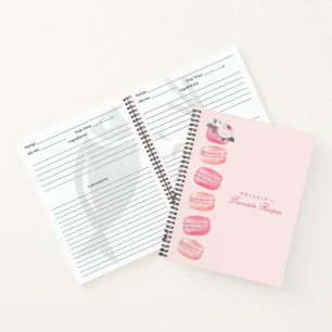 Cuaderno Moda acuarela Floral Rosa Receta Macaron Francés