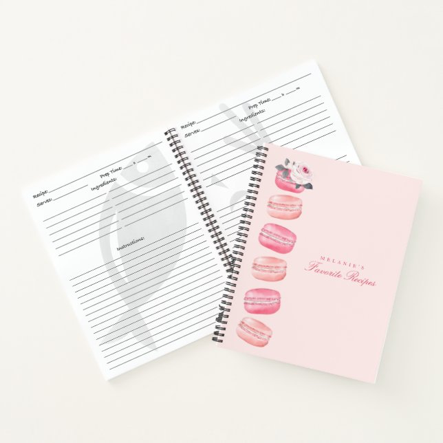 Cuaderno Moda acuarela Floral Rosa Receta Macaron Francés (Interior)