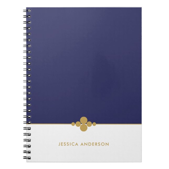 Cuaderno Moda Azul Oro Blanco Personalizado (Frente)