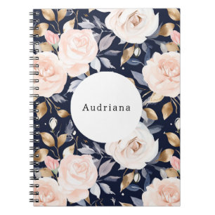 Cuaderno Moda Azul Rosa Abstracto Floral