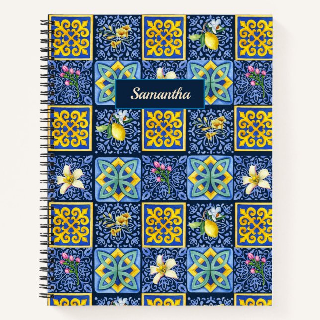 Cuaderno Moda Azul verde azulado Cítrico Siciliano Mediterr (Anverso)
