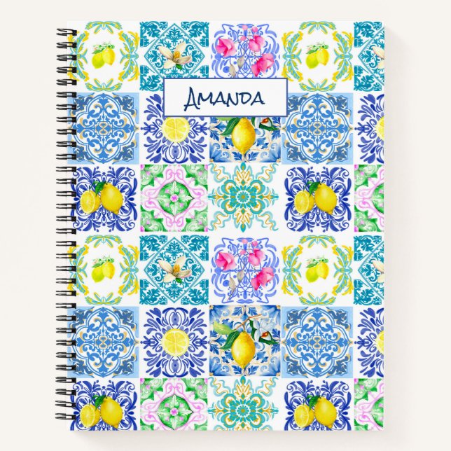 Cuaderno Moda azulejo siciliano azulejos mediterráneos de A (Anverso)