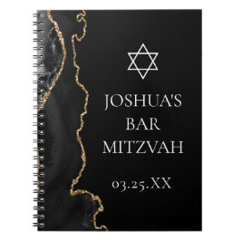 Cuaderno Moda Black Gold Agate Bar Mitzvah Personalizado