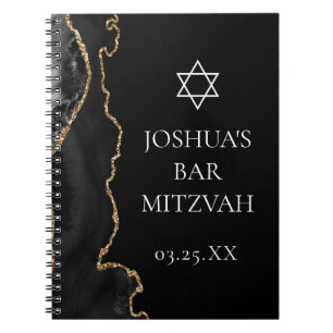 Cuaderno Moda Black Gold Agate Bar Mitzvah Personalizado