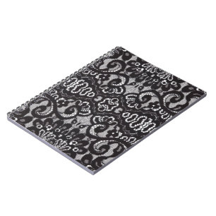 Cuaderno Moda bohemia Art Deco floral encaje negro gótico