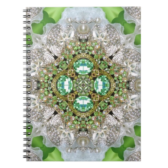 Cuaderno Moda Bohemia Vintage Moda verde azulada esmeralda  (Frente)