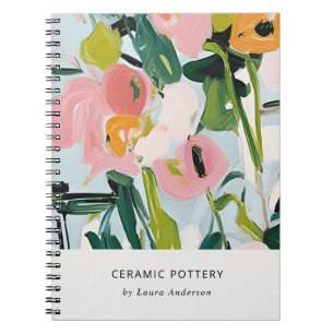 Cuaderno Moda Boho Colorful Pintado Floral Azul Rosa