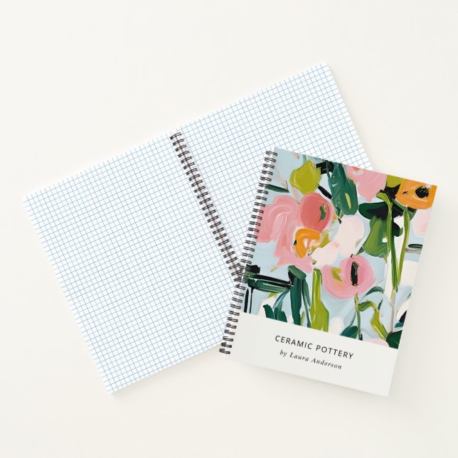 Cuaderno Moda Boho Colorful Pintado Floral Azul Rosa (Interior)