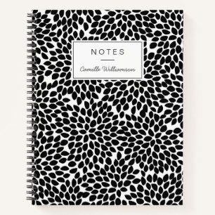 Cuaderno Moda Boho Patrón floral abstrato negro y blanco
