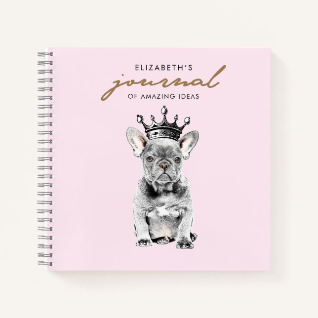 Cuaderno Moda Bulldog francés Francés Real Rosa (Anverso)